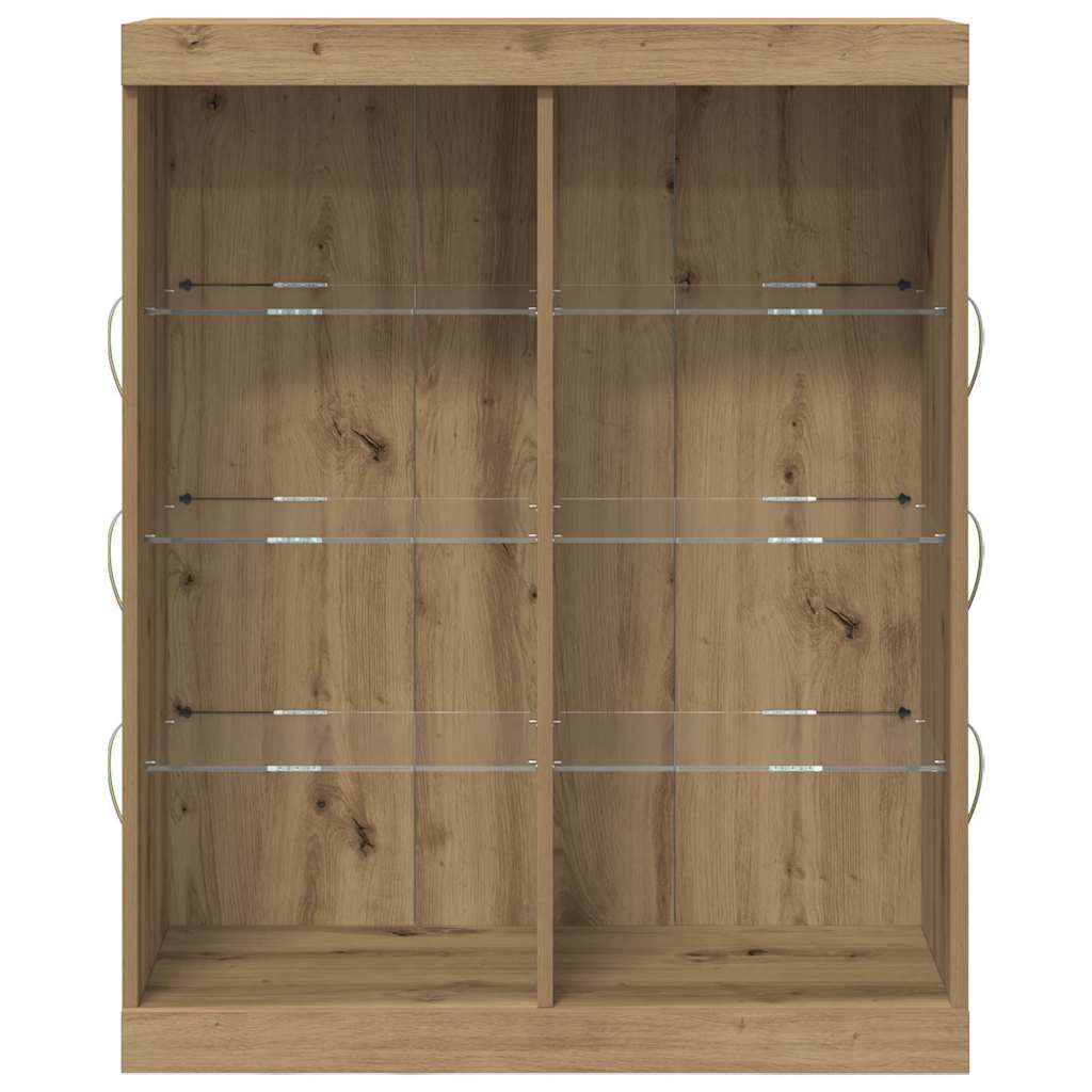 LED sideboard Artisan eik 81 x 37 x 100 cm Konstruert tre