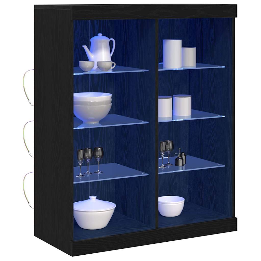 LED sideboard Svart eik 81 x 37 x 100 cm Konstruert tre