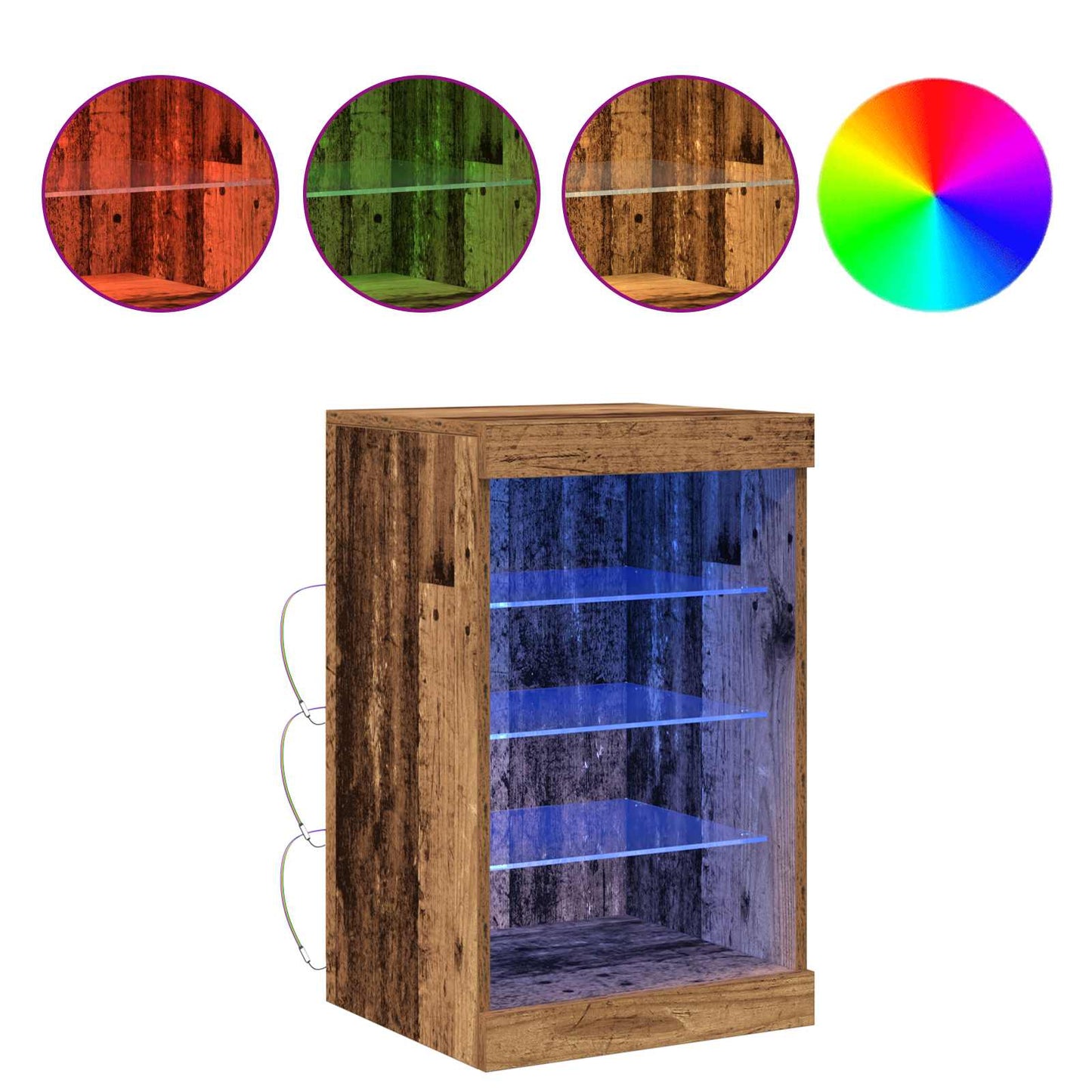 LED sideboard Gammelt tre 41 x 37 x 67 cm Konstruert tre