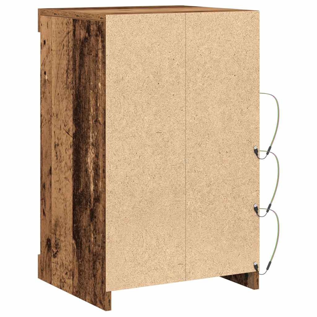 LED sideboard Gammelt tre 41 x 37 x 67 cm Konstruert tre