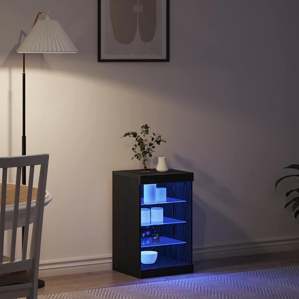 LED sideboard Svart Eik 41 x 37 x 67 cm Konstruert tre