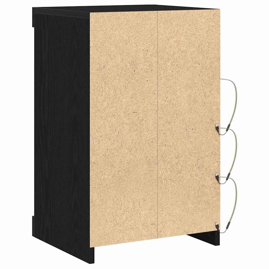 LED sideboard Svart Eik 41 x 37 x 67 cm Konstruert tre