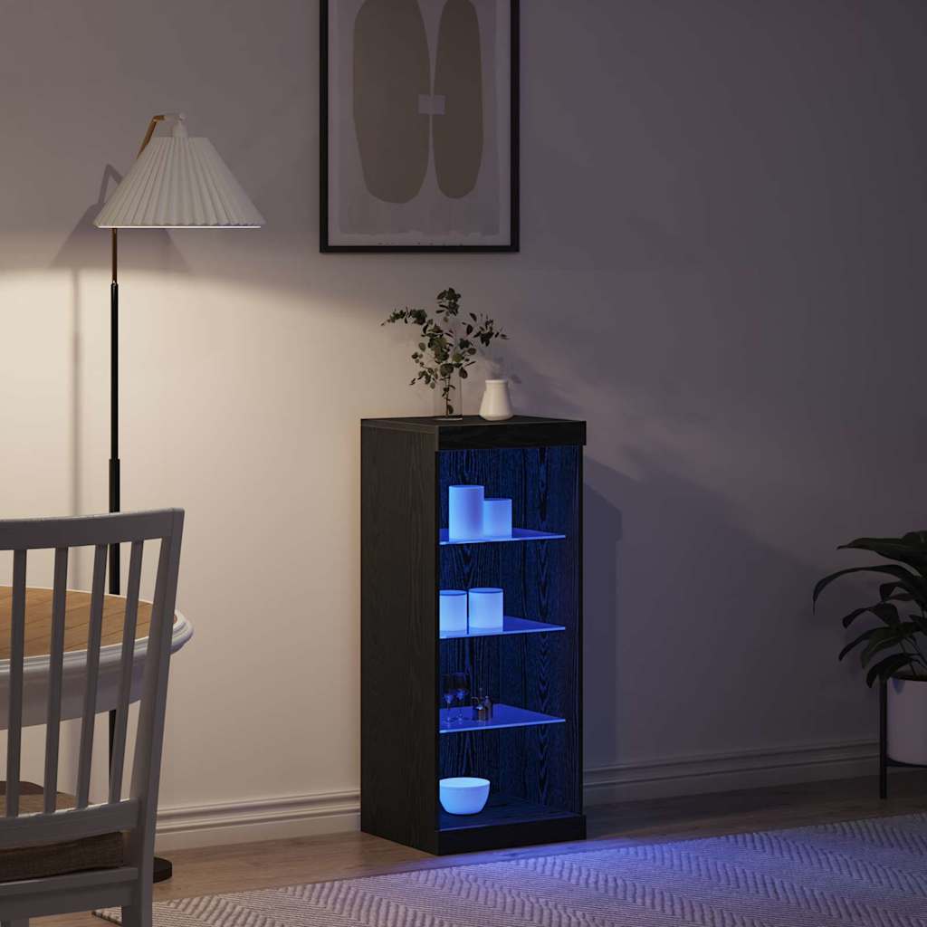 LED sideboard Svart Eik 41 x 37 x 100 cm Konstruert tre