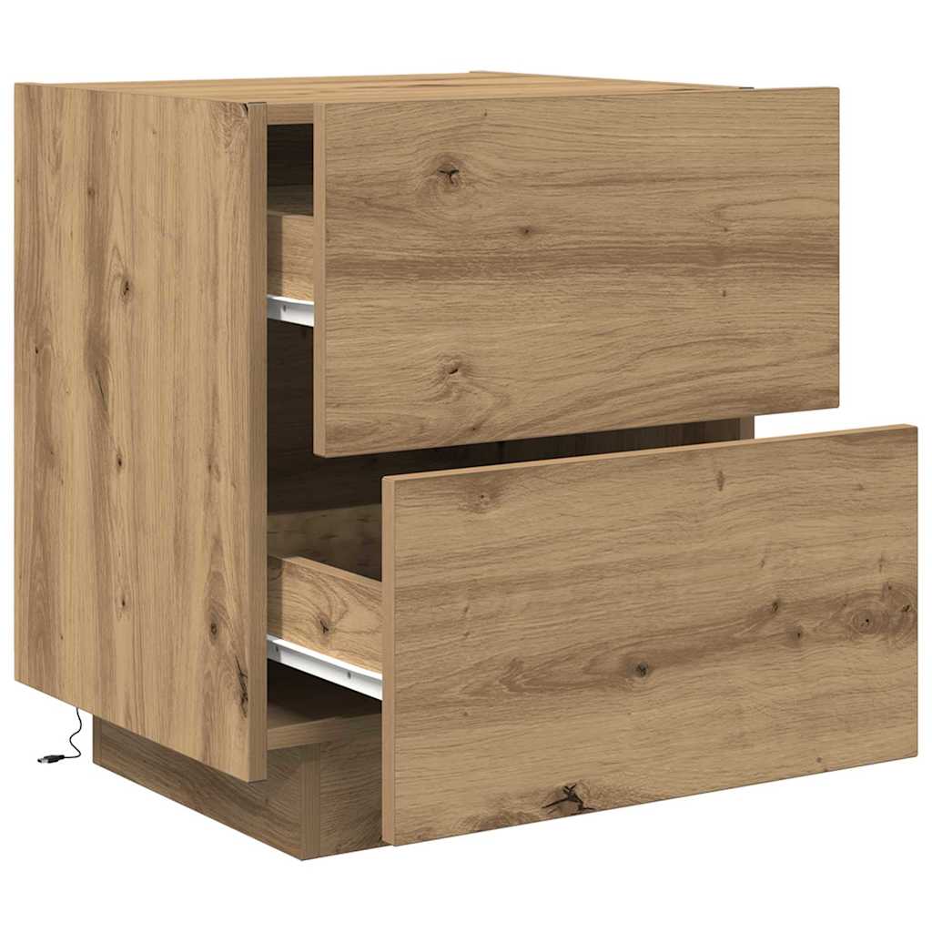 Nattbordskap 2 pcs Artisan Eik 45 x 40 x 55 cm Konstruert tre