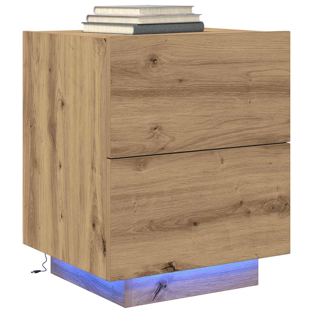 Nattbordskap 2 pcs Artisan Eik 45 x 40 x 55 cm Konstruert tre