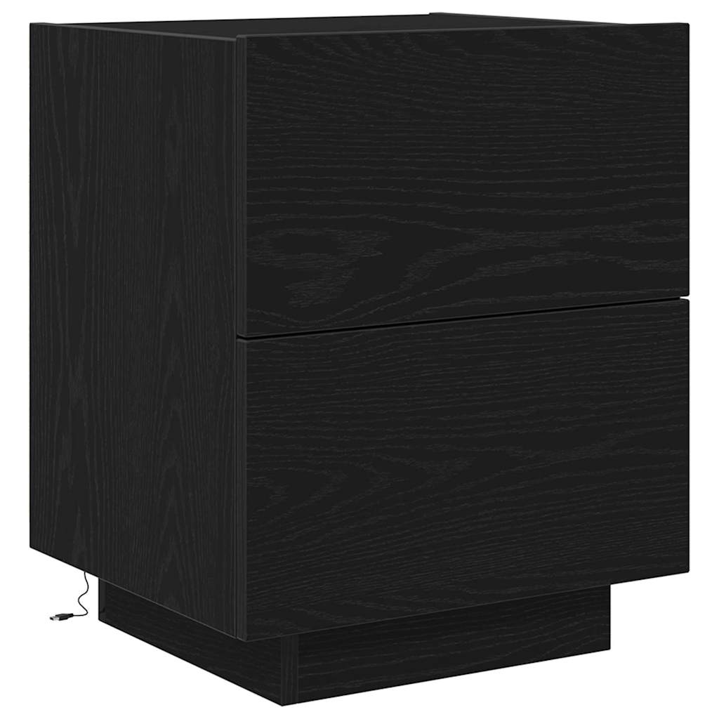 Nattbordskap 2 stk. Svart Eik 45 x 40 x 55 cm Konstruert tre