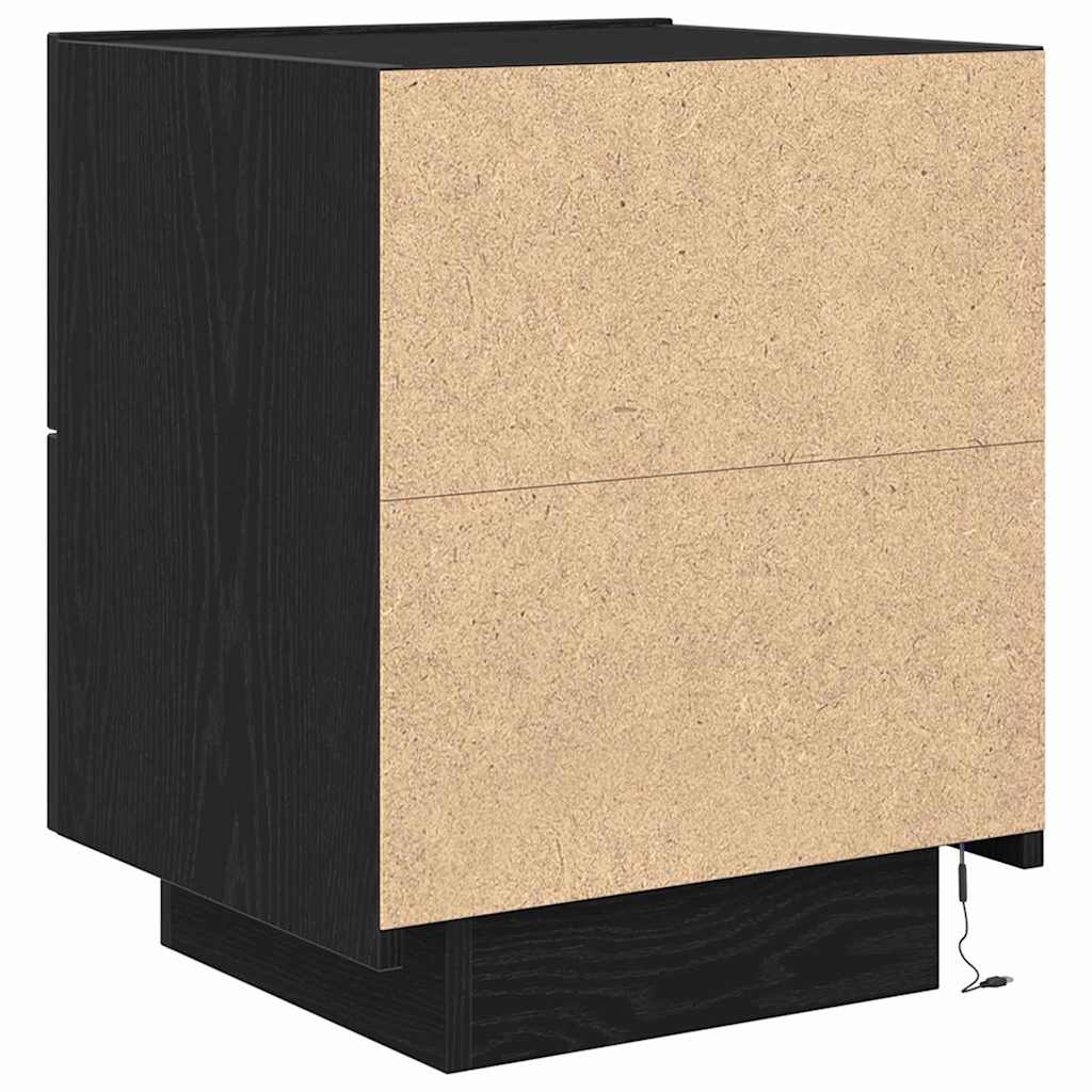 Nattbordskap 2 stk. Svart Eik 45 x 40 x 55 cm Konstruert tre