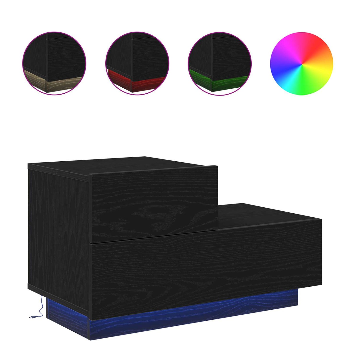 Nattbordskap Svart Eik 70 x 36 x 40,5 cm Konstruert tre