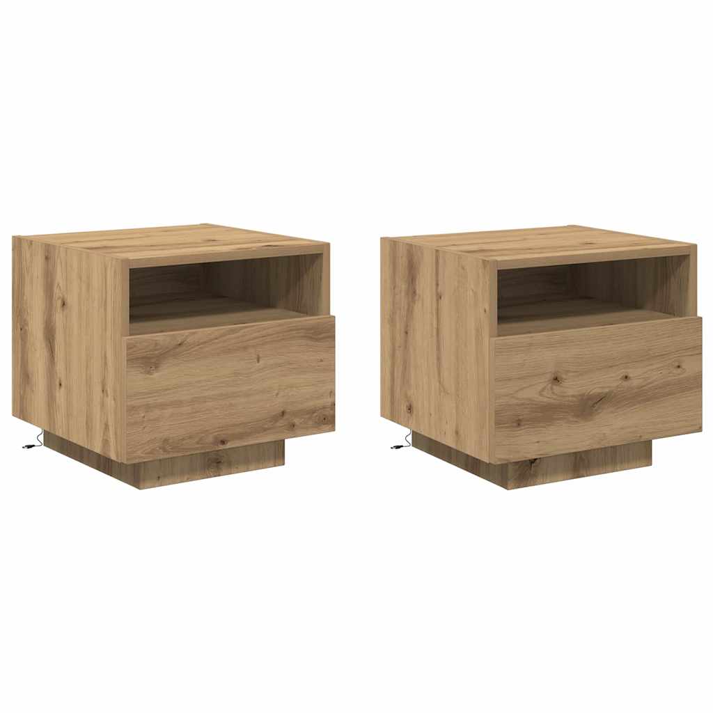 Nattbordskap 2 pcs Artisan Eik 40 x 39 x 37 cm Konstruert tre