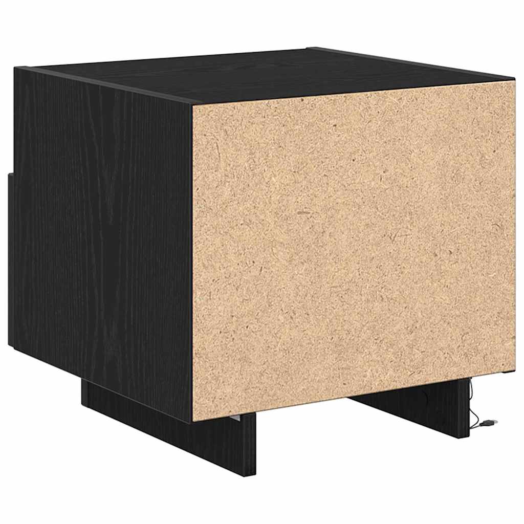 Nattbordskap med skuff Svart Eik 40 x 39 x 37 cm Konstruert tre