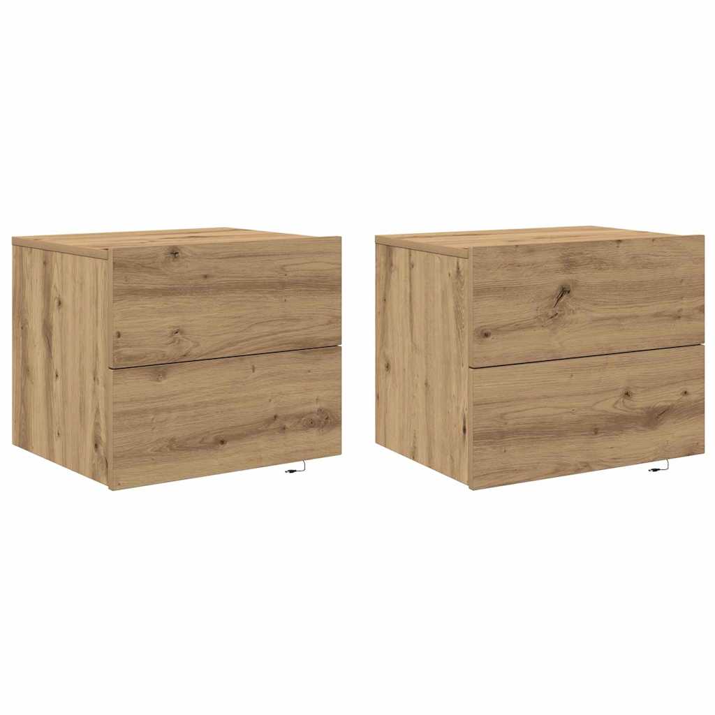 Nattbordskap 2 pcs Artisan Eik 50 x 39 x 41 cm Konstruert tre