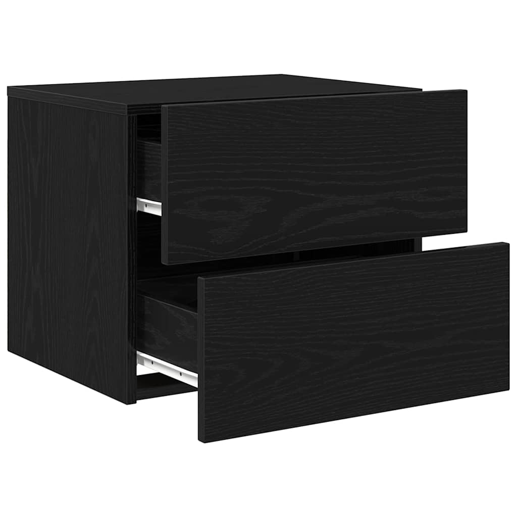 Nattbordskap med skuff Svart Eik 50 x 39 x 41 cm Konstruert tre