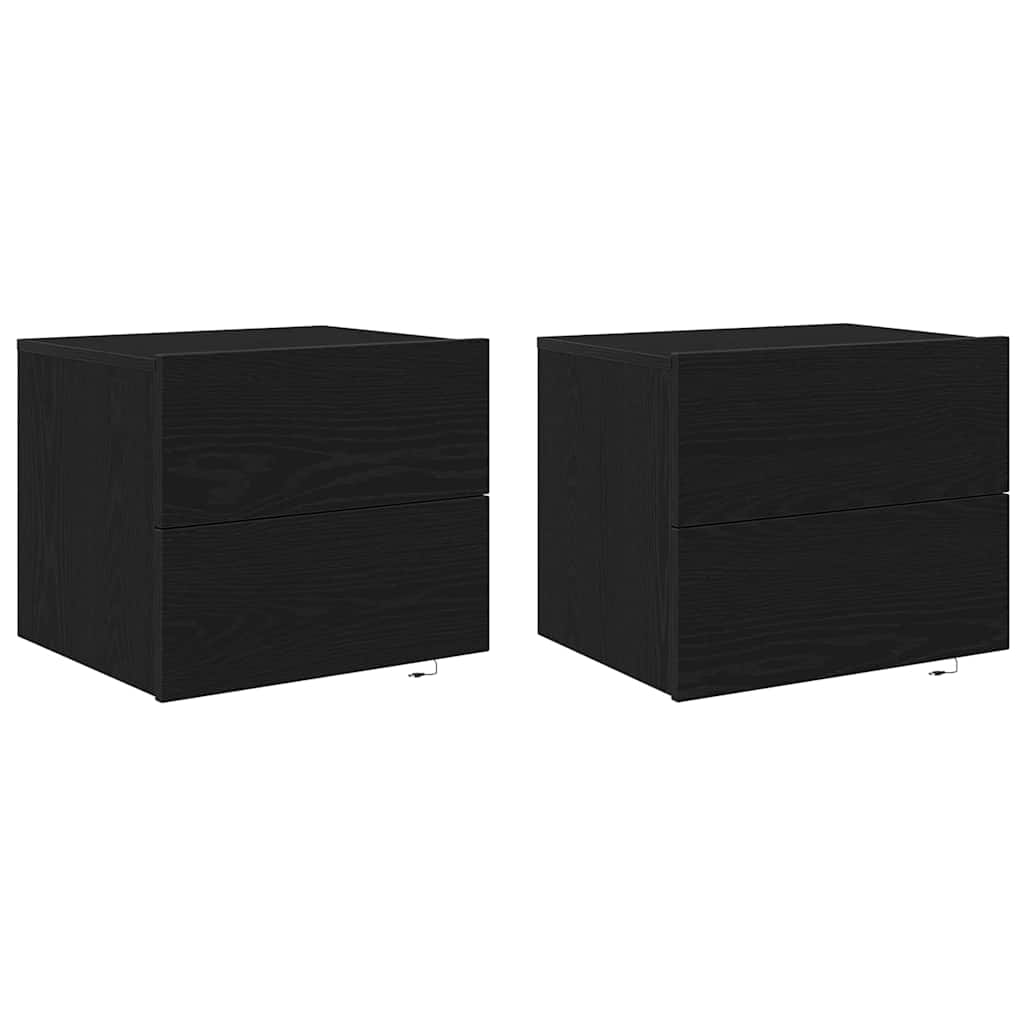 Nattbordskap 2 pcs Svart Eik 50 x 39 x 41 cm Konstruert tre