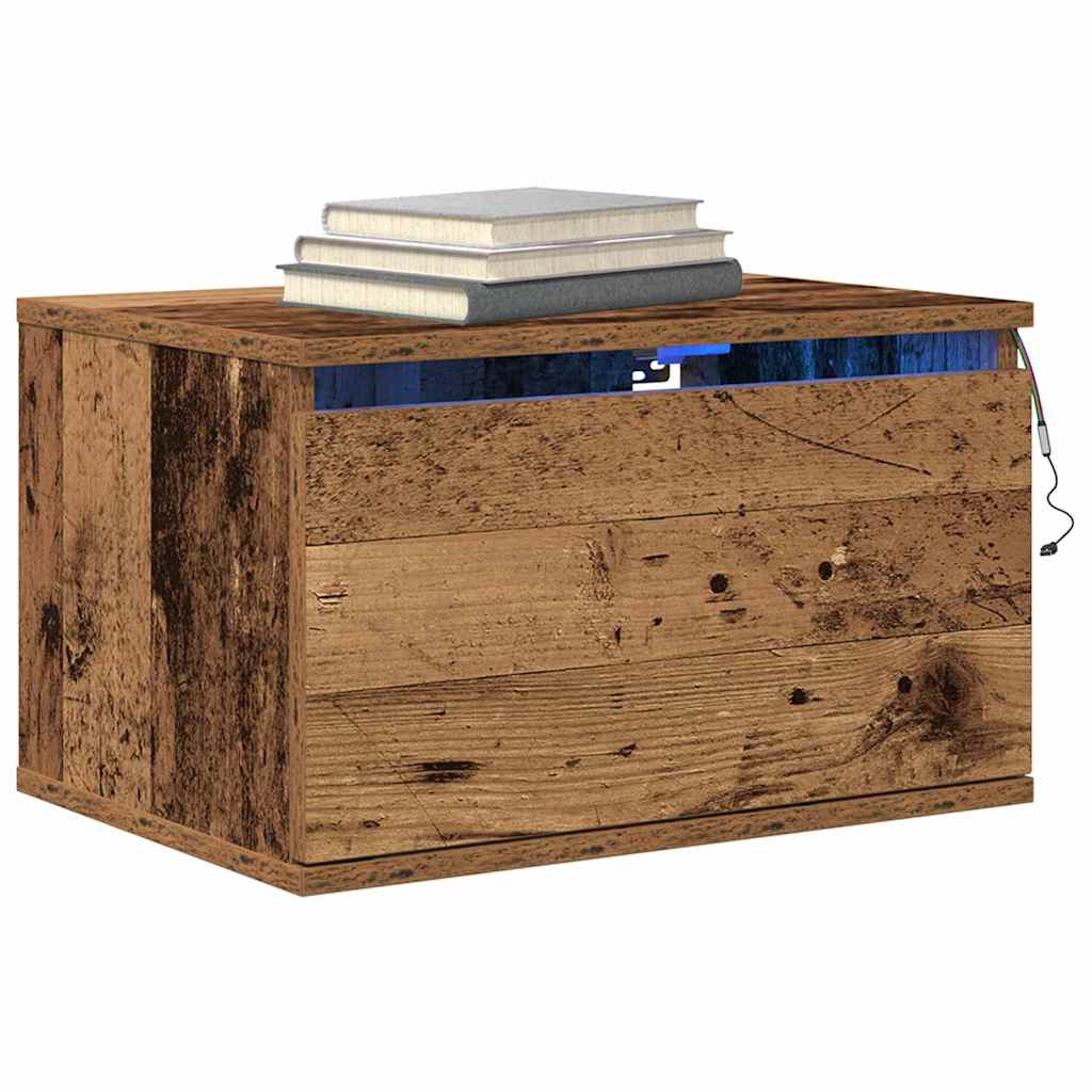 Vegghengt nattbord Gammelt tre 50 x 36 x 30 cm Konstruert tre