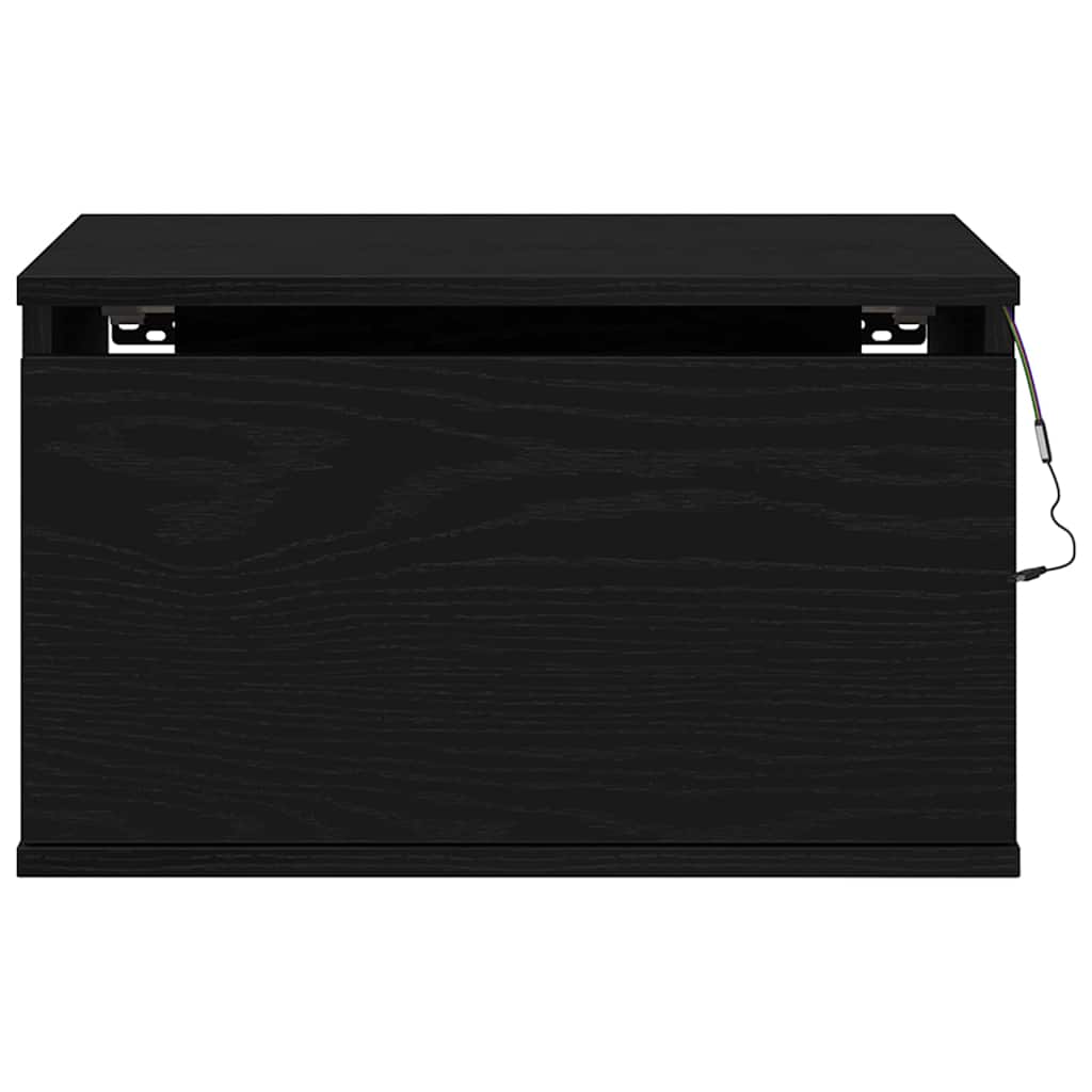 Vegghengt nattbord Svart Eik 50 x 36 x 30 cm Konstruert tre
