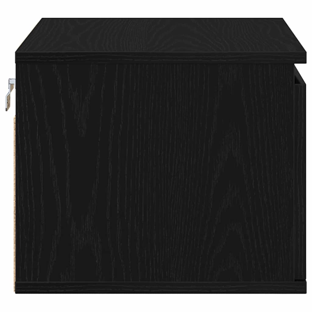 Vegghengt nattbord Svart Eik 50 x 36 x 30 cm Konstruert tre
