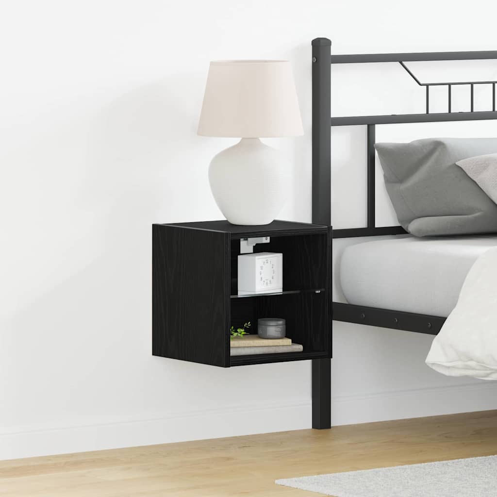 LED Vegg Kveldsbord Cabinet Veggmontert Svart 30 x 28,5 x 30 cm