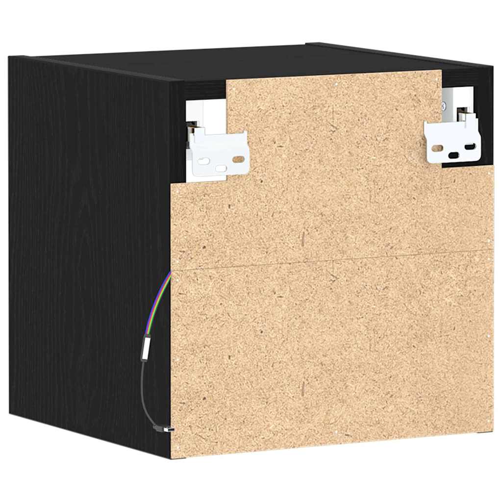 LED Vegg Kveldsbord Cabinet Veggmontert Svart 30 x 28,5 x 30 cm
