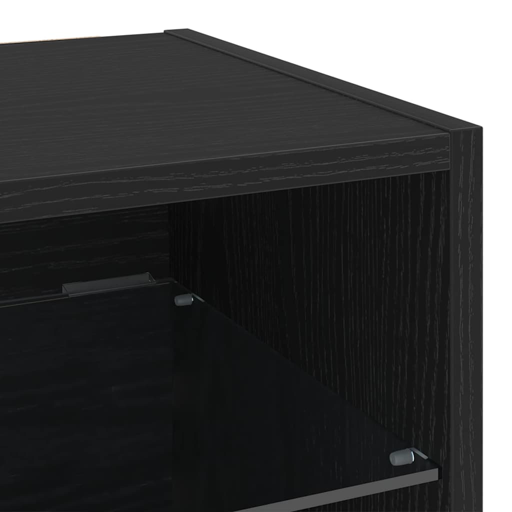 LED Vegg Kveldsbord Cabinet 2 pcs Svart 30 x 28,5 x 30 cm