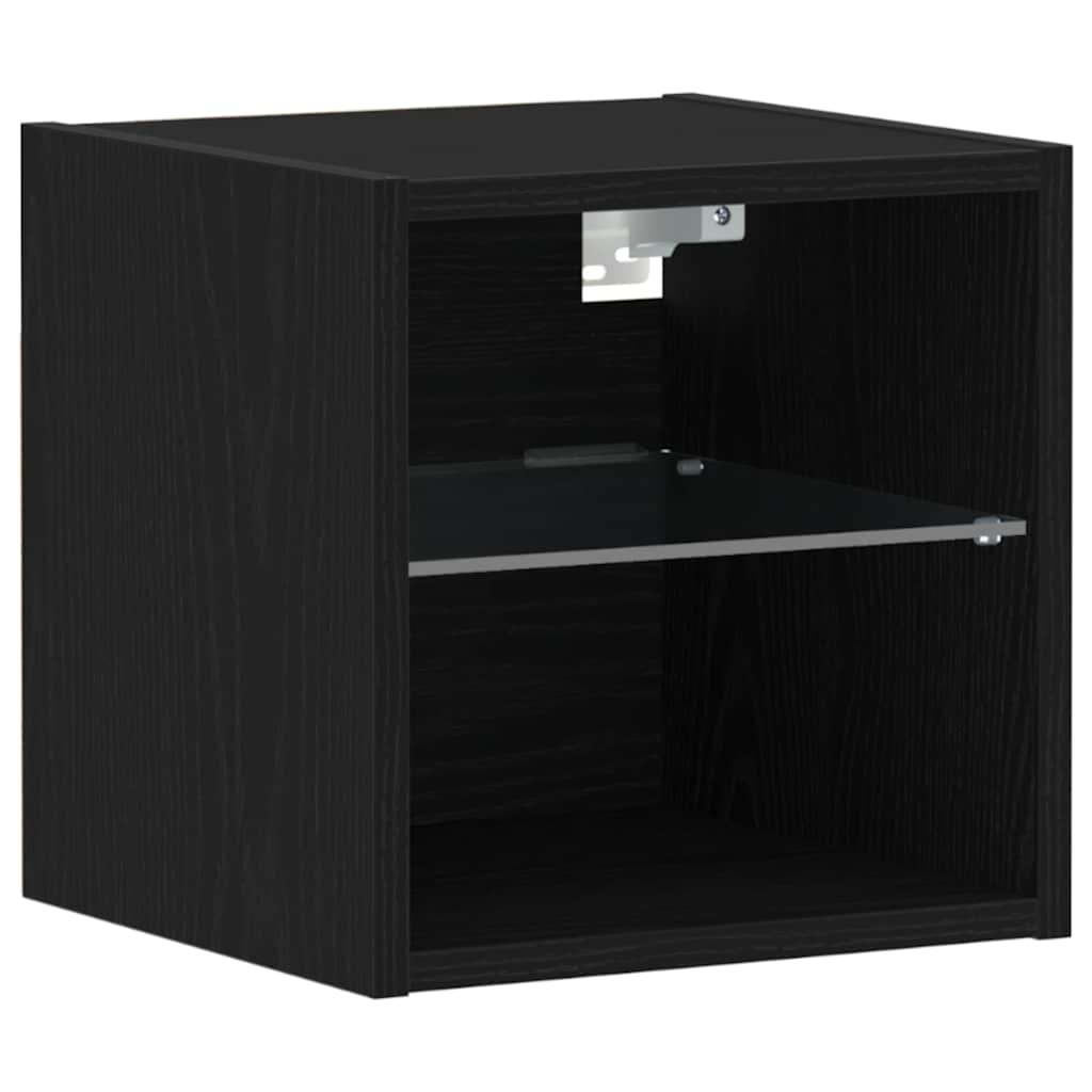 LED Vegg Kveldsbord Cabinet 2 pcs Svart 30 x 28,5 x 30 cm