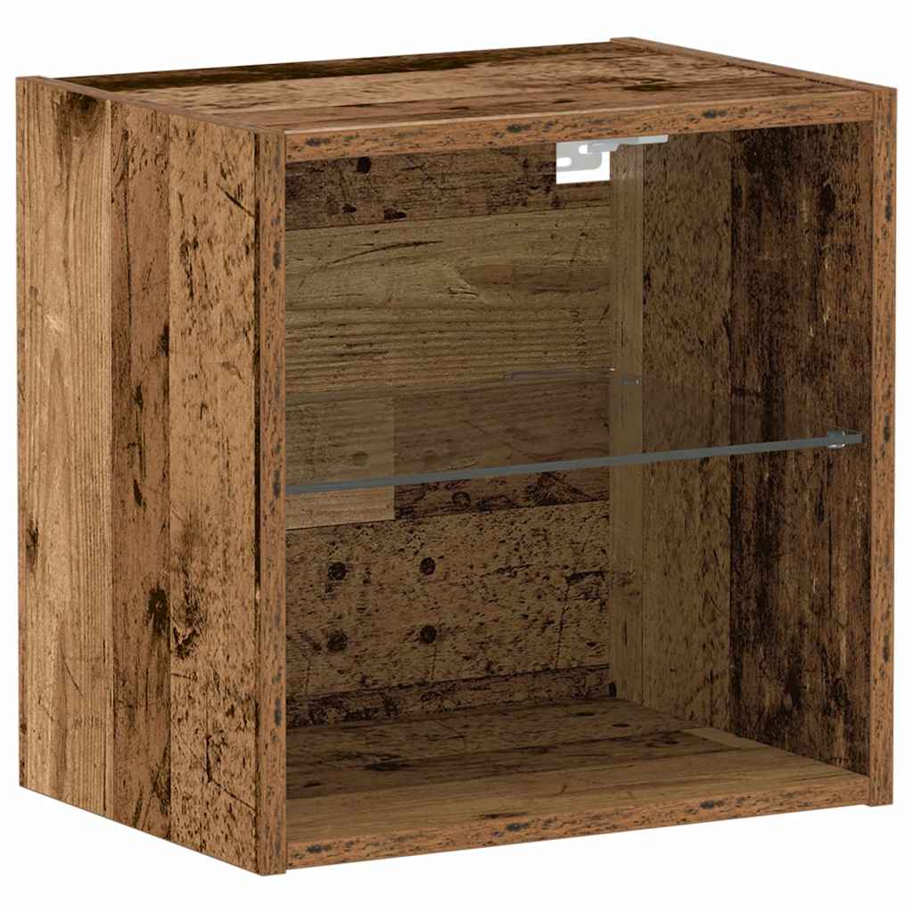 Flytende hylle med LED-lys med hylle Brun 40 x 28,5 x 40 cm