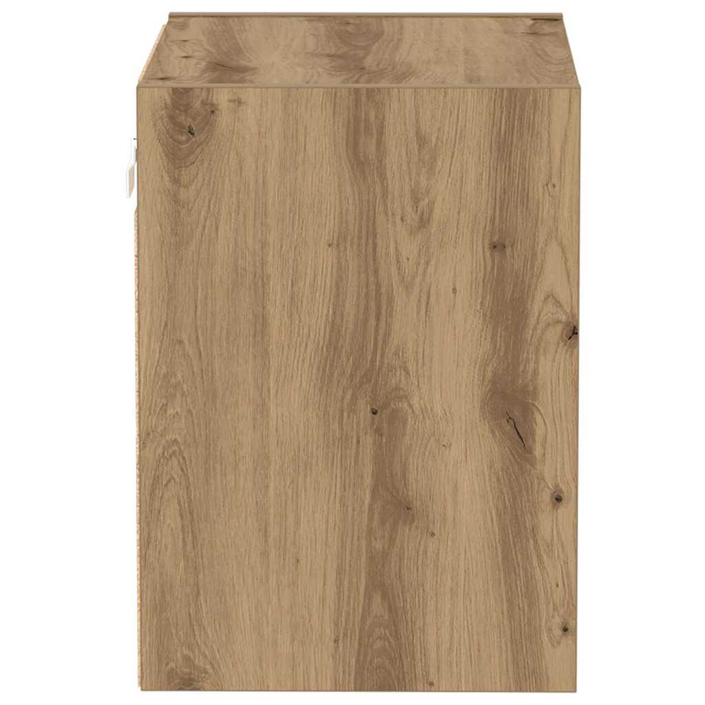 Flytende hylle med LED-lys med hylle Brun 40 x 28,5 x 40 cm