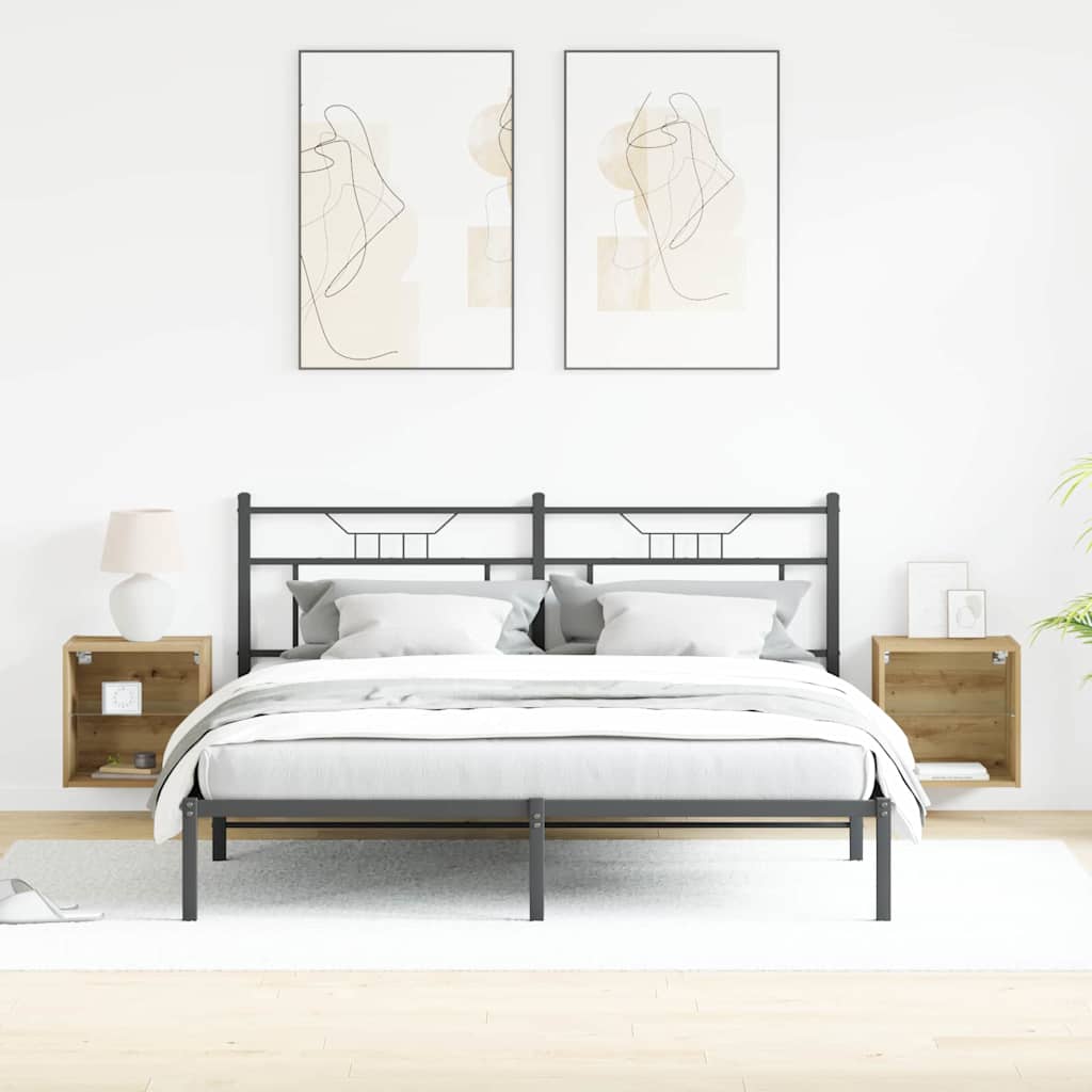 Flytende hylle med LED-lys 2 pcs Brun 40 x 28,5 x 40 cm