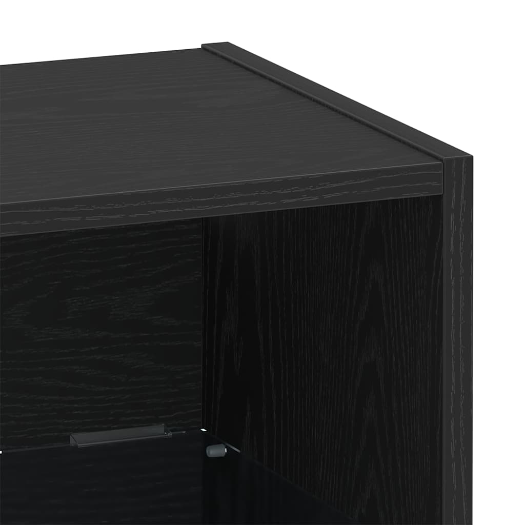Flytende hylle med LED-lys med hylle Svart 40 x 28,5 x 40 cm
