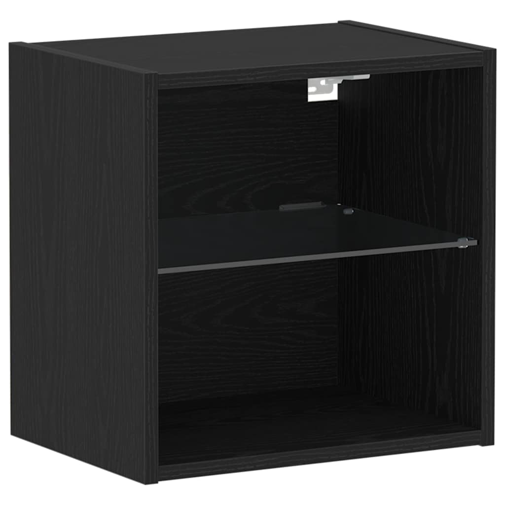 Flytende hylle med LED-lys med hylle Svart 40 x 28,5 x 40 cm