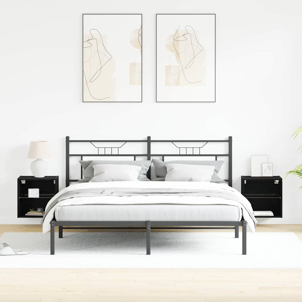Flytende hylle med LED-lys 2 pcs Svart 40 x 28,5 x 40 cm