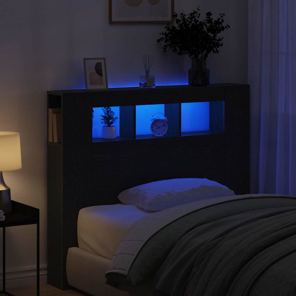 LED Hodegavl Svart Eik 120 x 18,5 x 103,5 cm Konstruert tre