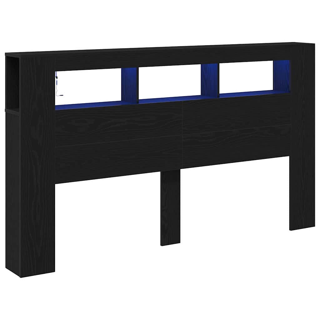 LED Hodegavl Svart Eik 180 x 18,5 x 103,5 cm Konstruert tre