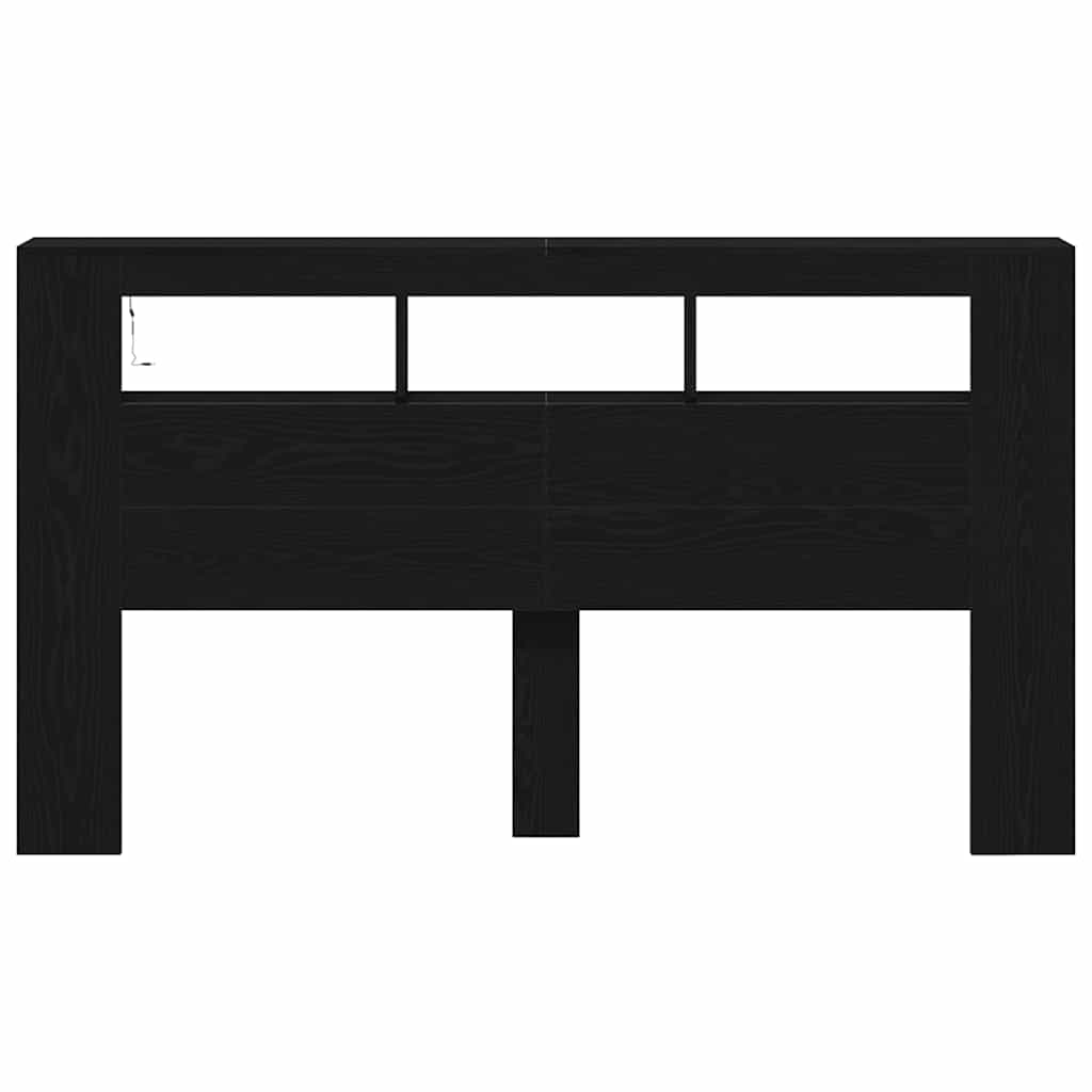 LED Hodegavl Svart Eik 180 x 18,5 x 103,5 cm Konstruert tre