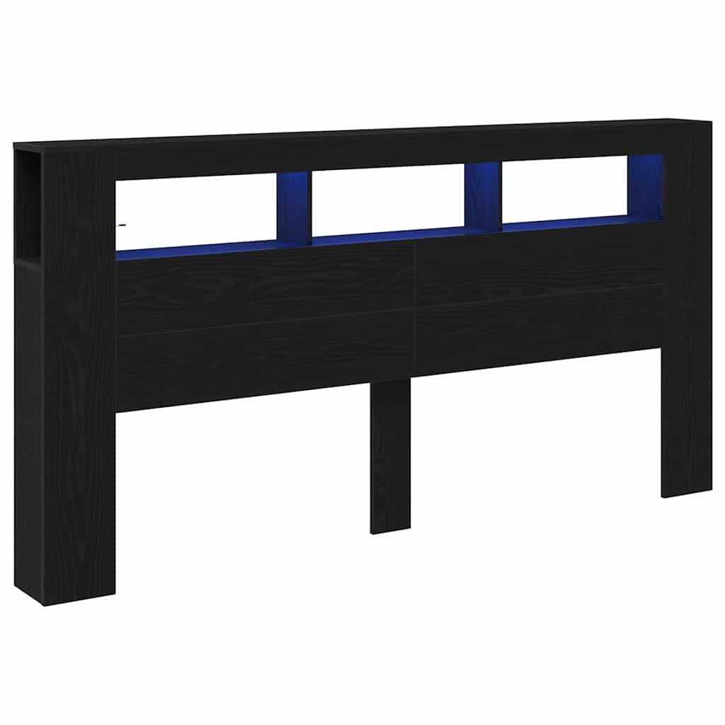 LED Hodegavl Svart Eik 200 x 18,5 x 103,5 cm Konstruert tre
