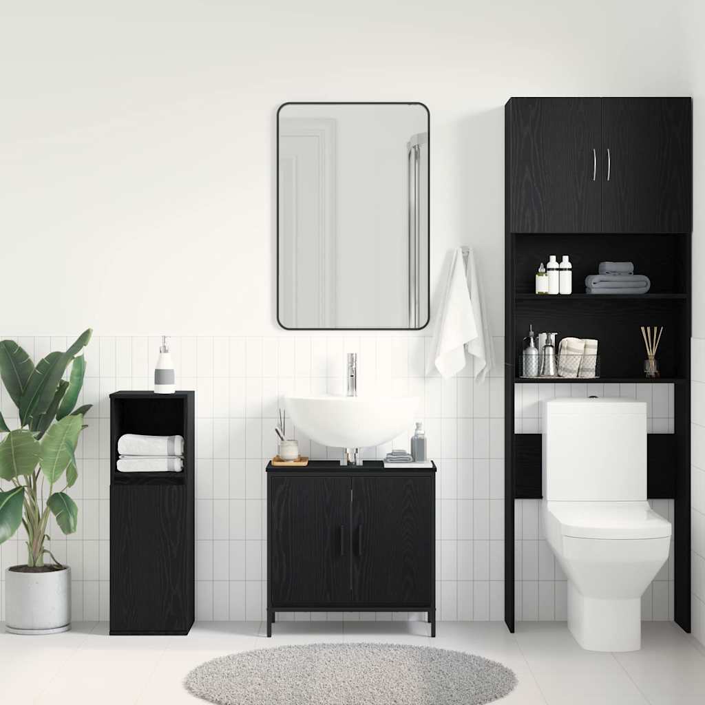 Baderomsvaskeskap Svart Eik 60 x 30 x 60 cm Konstruert tre