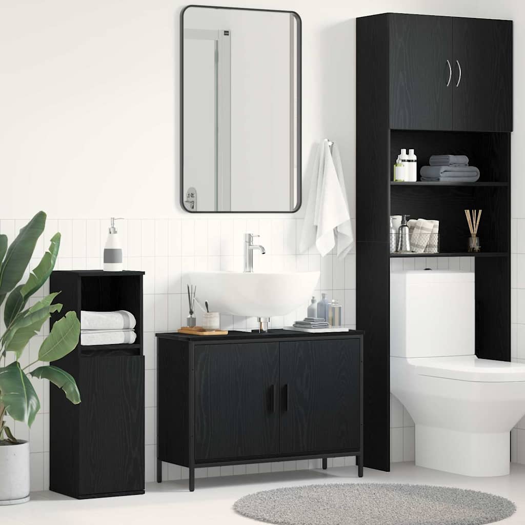 Baderomsvaskeskap Svart Eik 80 x 30 x 60 cm Konstruert tre