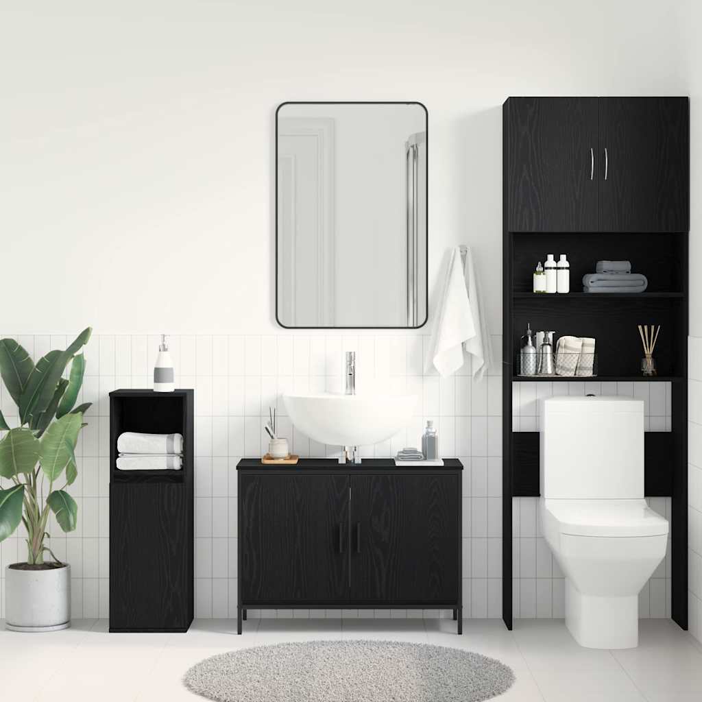 Baderomsvaskeskap Svart Eik 80 x 30 x 60 cm Konstruert tre