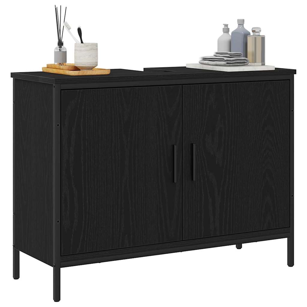 Baderomsvaskeskap Svart Eik 80 x 30 x 60 cm Konstruert tre