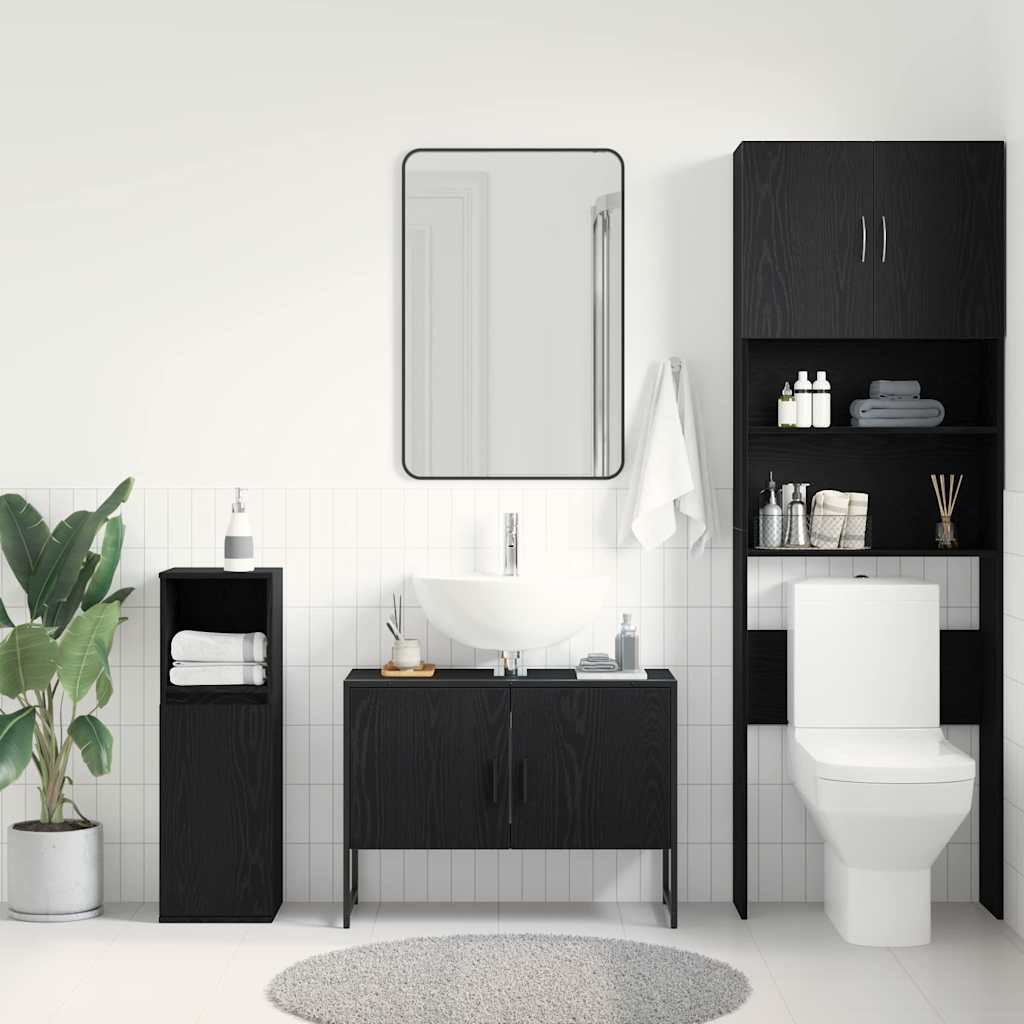 Baderomsvaskeskap Svart Eik 80 x 30 x 60 cm Konstruert tre