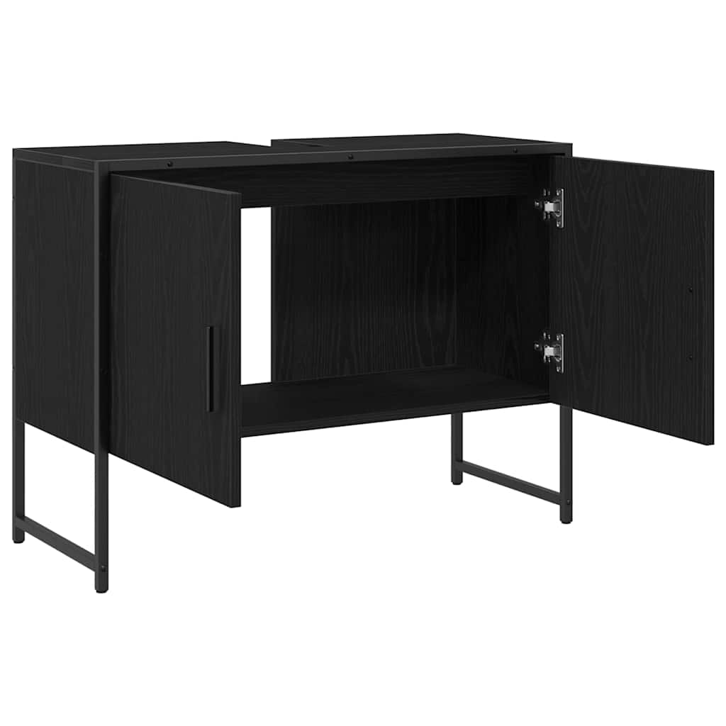 Baderomsvaskeskap Svart Eik 80 x 30 x 60 cm Konstruert tre