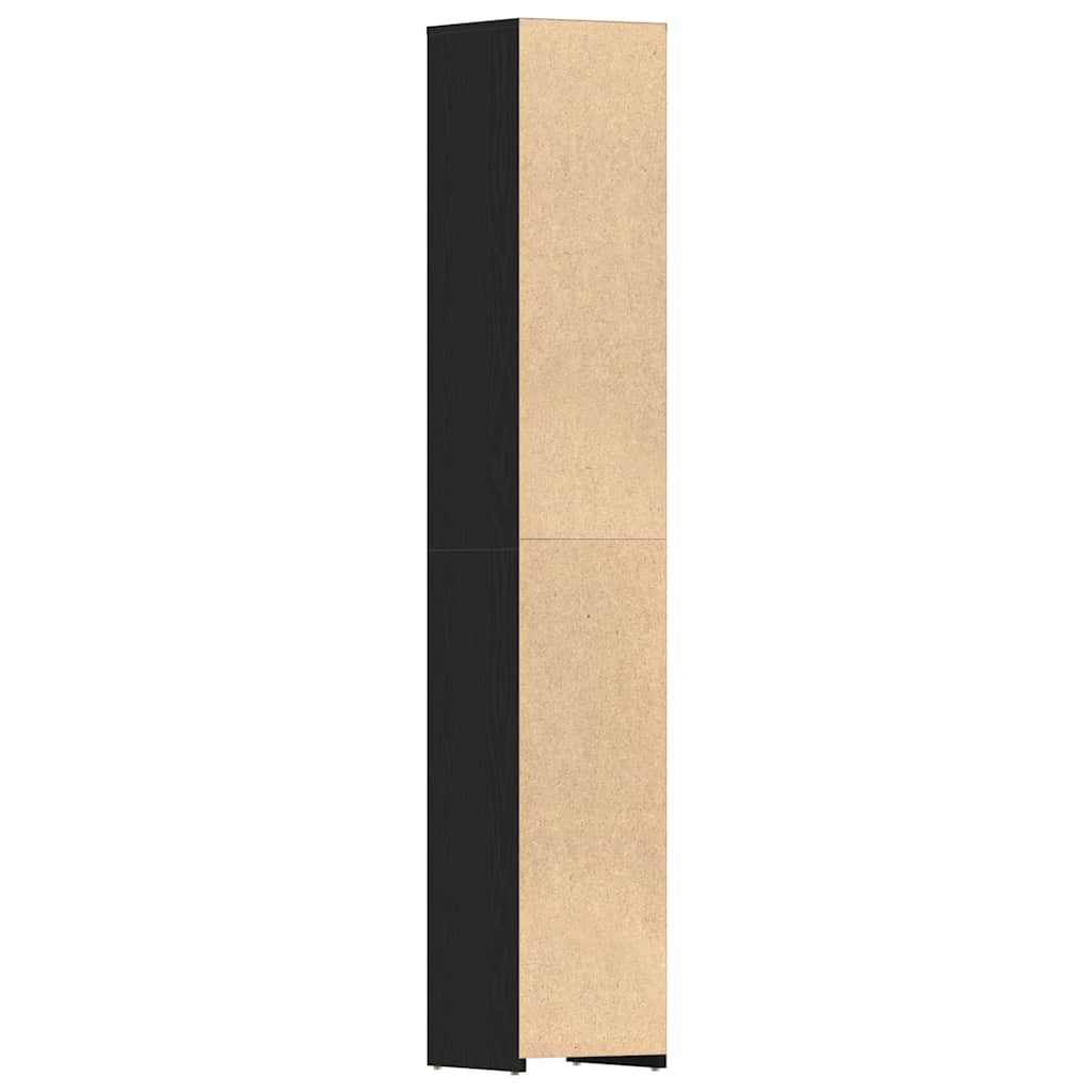 Baderomsskap svart eik 30x30x183,5 cm sponplate