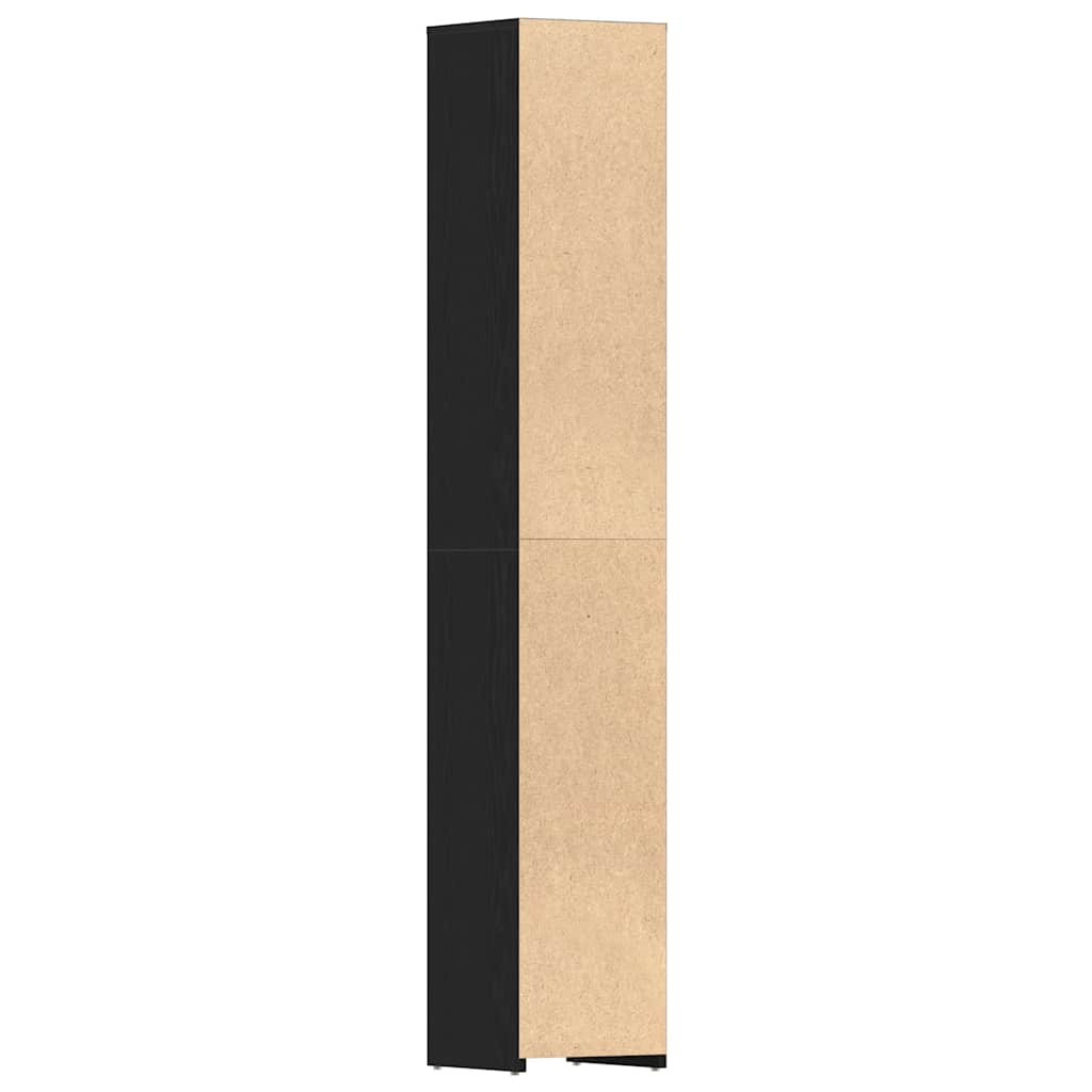 Baderomsskap svart eik 30x30x183,5 cm sponplate