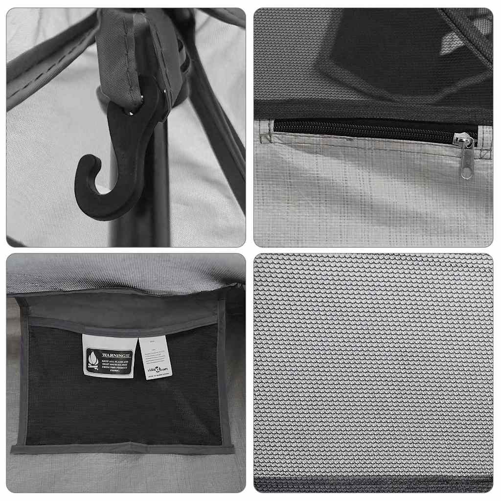 Innertelt med tak med lagring Svart 240 x 160 x 133 cm Med nett