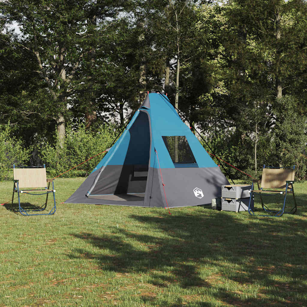 Tipi telt med tak med lagring Blå 383 x 338 x 217 cm taft
