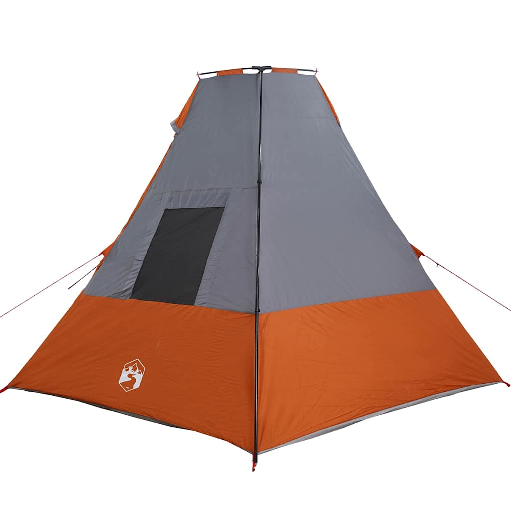 Tipi telt med tak Grå og Oransje 383 x 338 x 217 cm taft