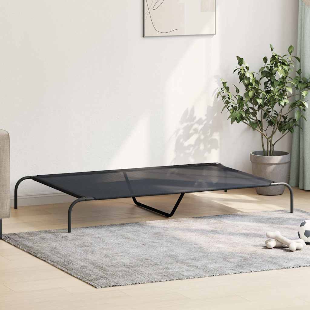 Forhøyet hundeseng svart 150x90x20 cm tekstil og stål