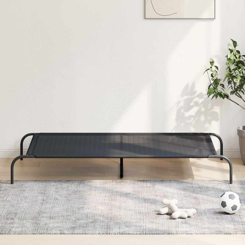 Forhøyet hundeseng svart 150x90x20 cm tekstil og stål