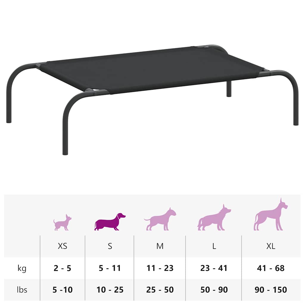 Forhøyet hundeseng svart 90x50x20 cm tekstil og stål