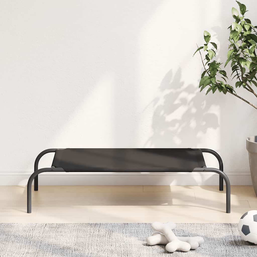 Forhøyet hundeseng svart 90x50x20 cm tekstil og stål
