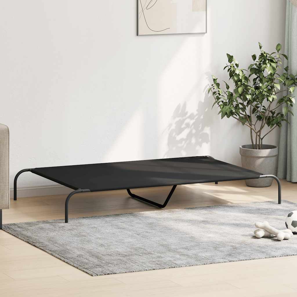Forhøyet hundeseng svart 150x90x20 cm oxfordstoff og stål